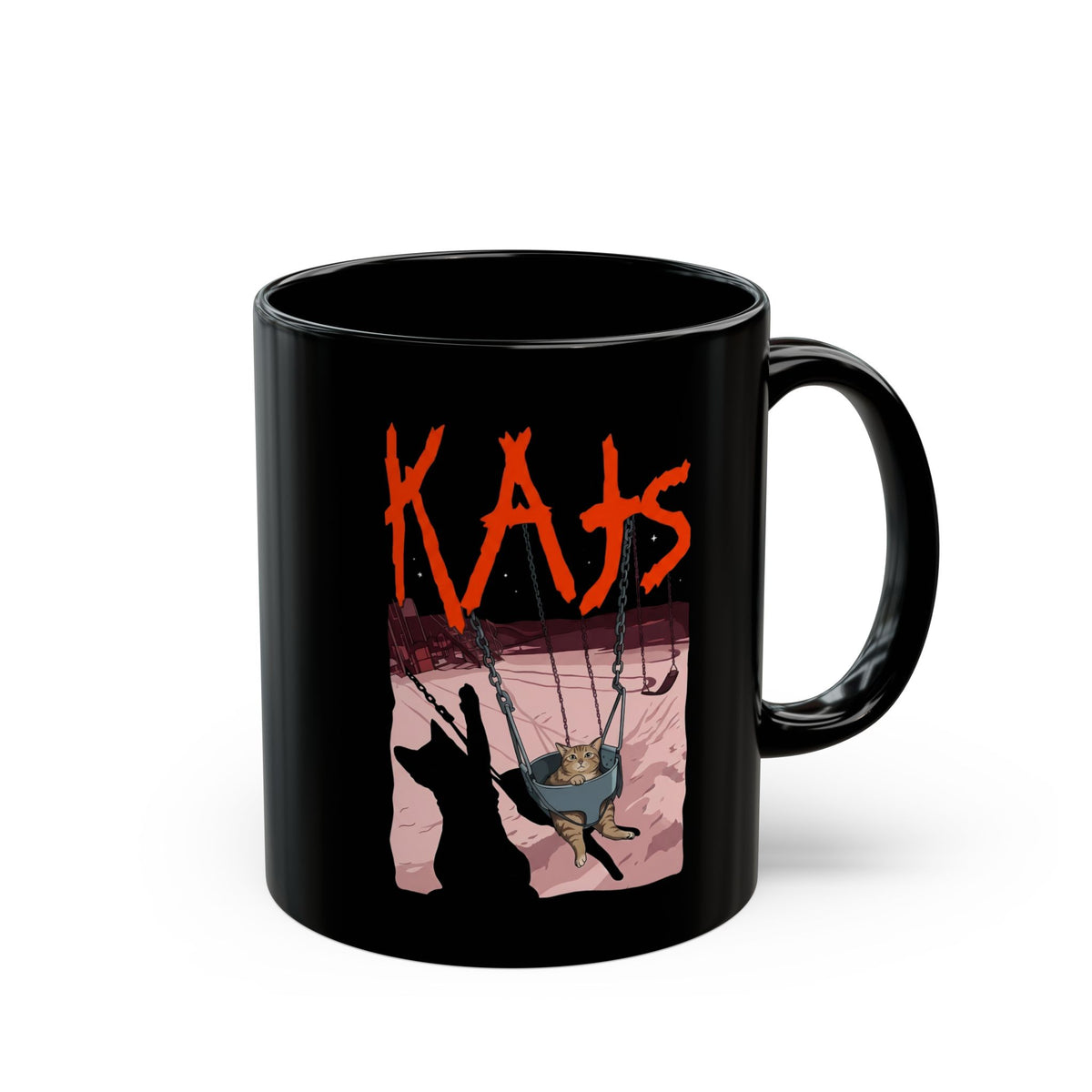 Rock Cat Band Black Mug — Funny 'Kats' Album Parody Mug