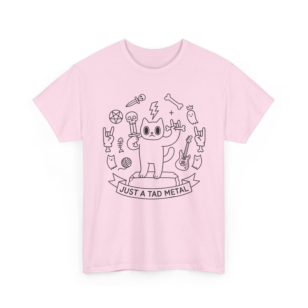 Just A Tad Metal Cat T-Shirt — Funny Heavy Metal Rocker Feline Tee