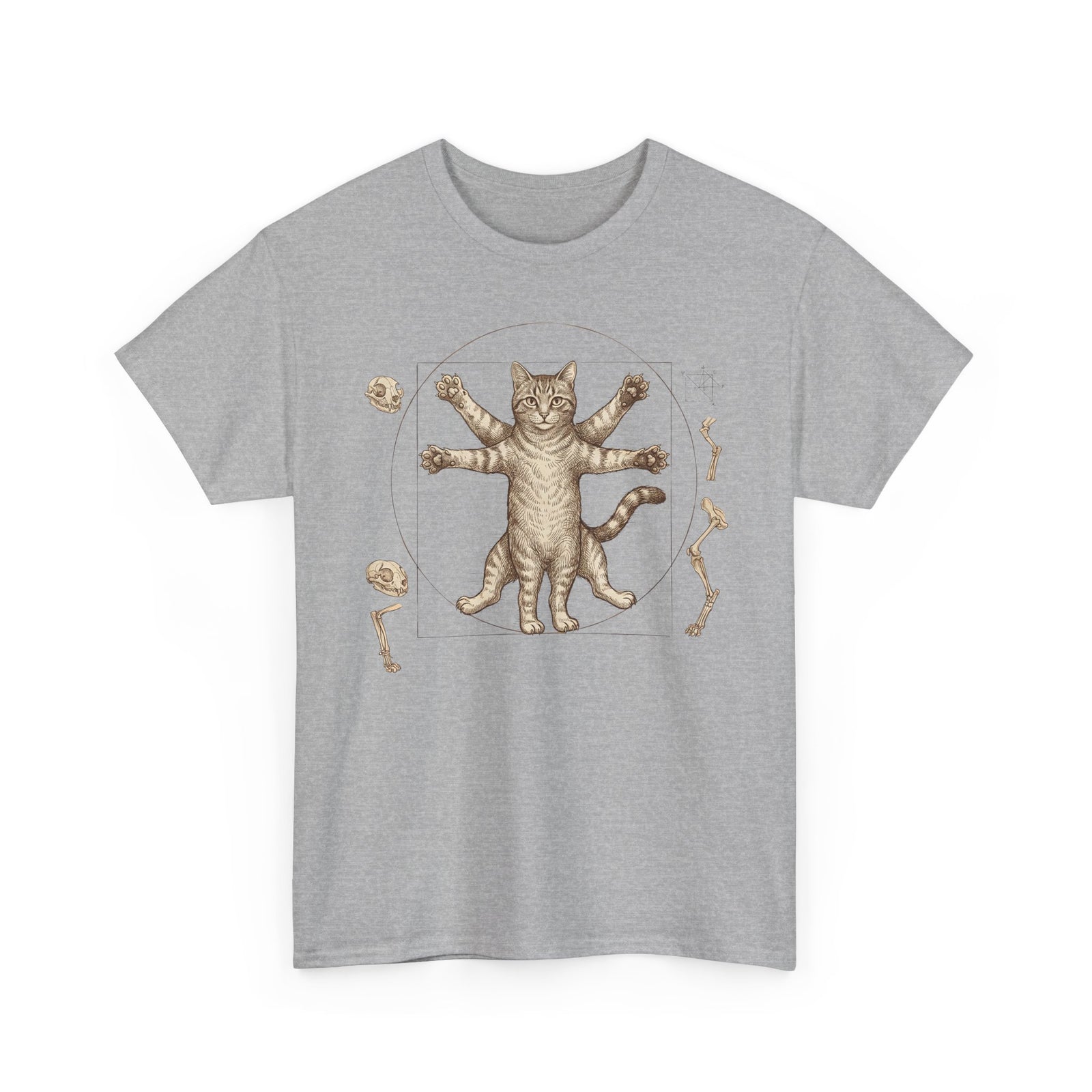 Vitruvian Cat T-Shirt — Anatomical Cat Art Tee