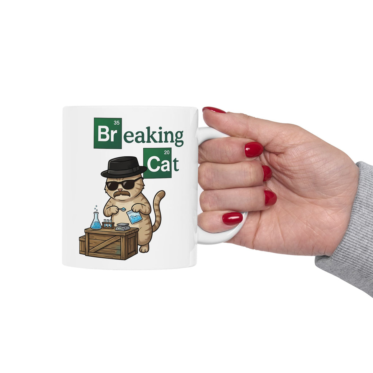 Breaking Cat Ceramic Mug — Funny Cat Graphic Mug