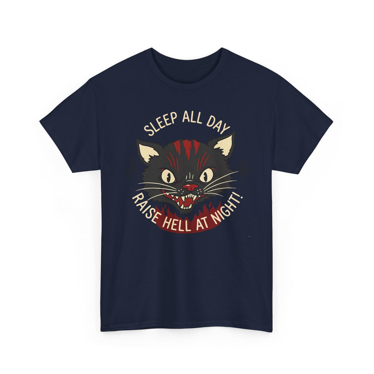 Funny Cat 'Sleep All Day, Raise Hell At Night' T-Shirt