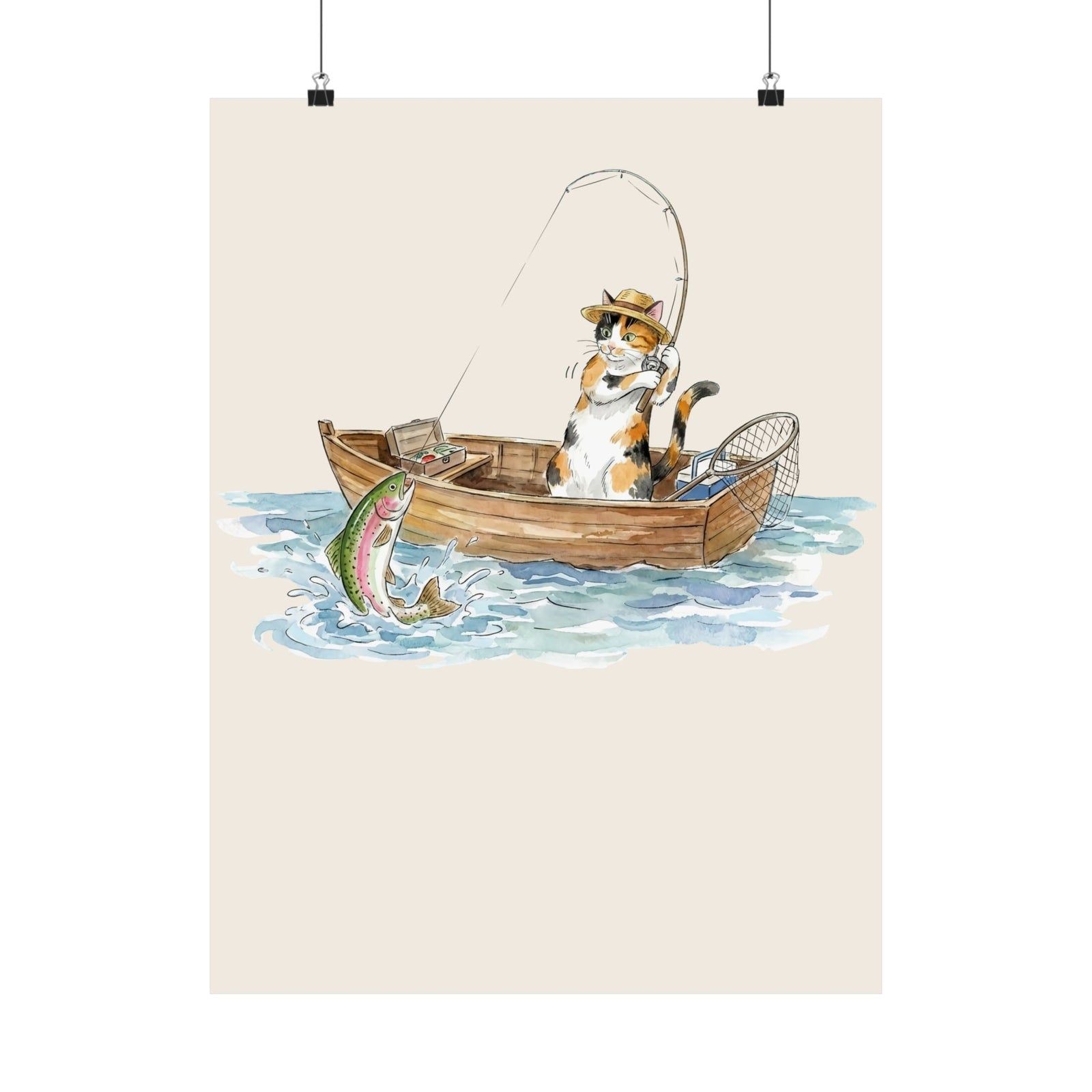 Cat Fishing Poster — Funny Fishing Cat Graphic Poster