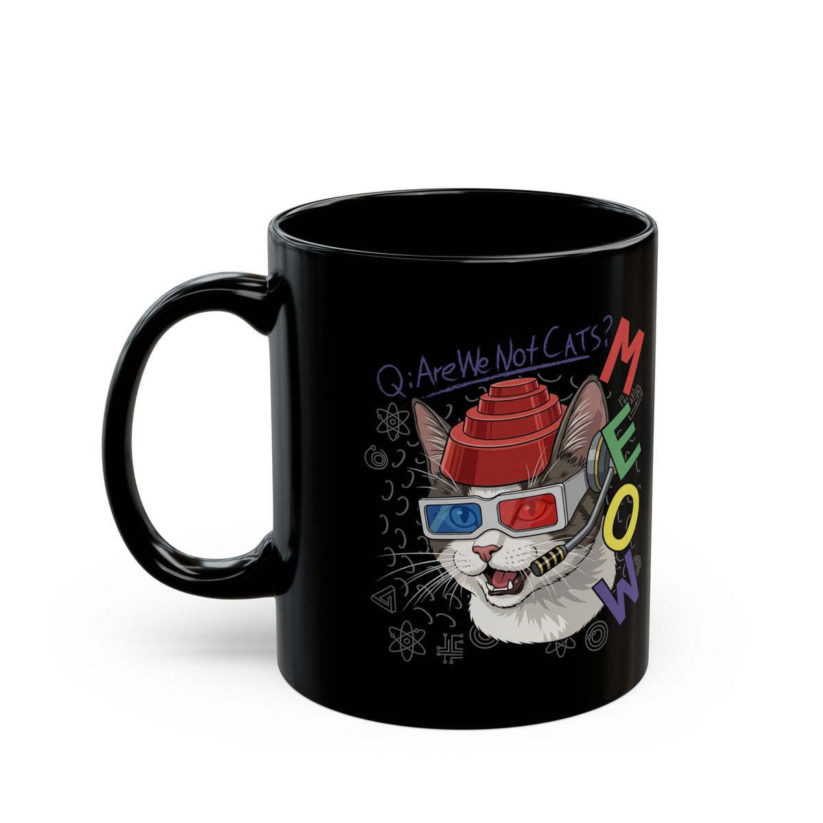 Meow Are We Not Cats Black Mug