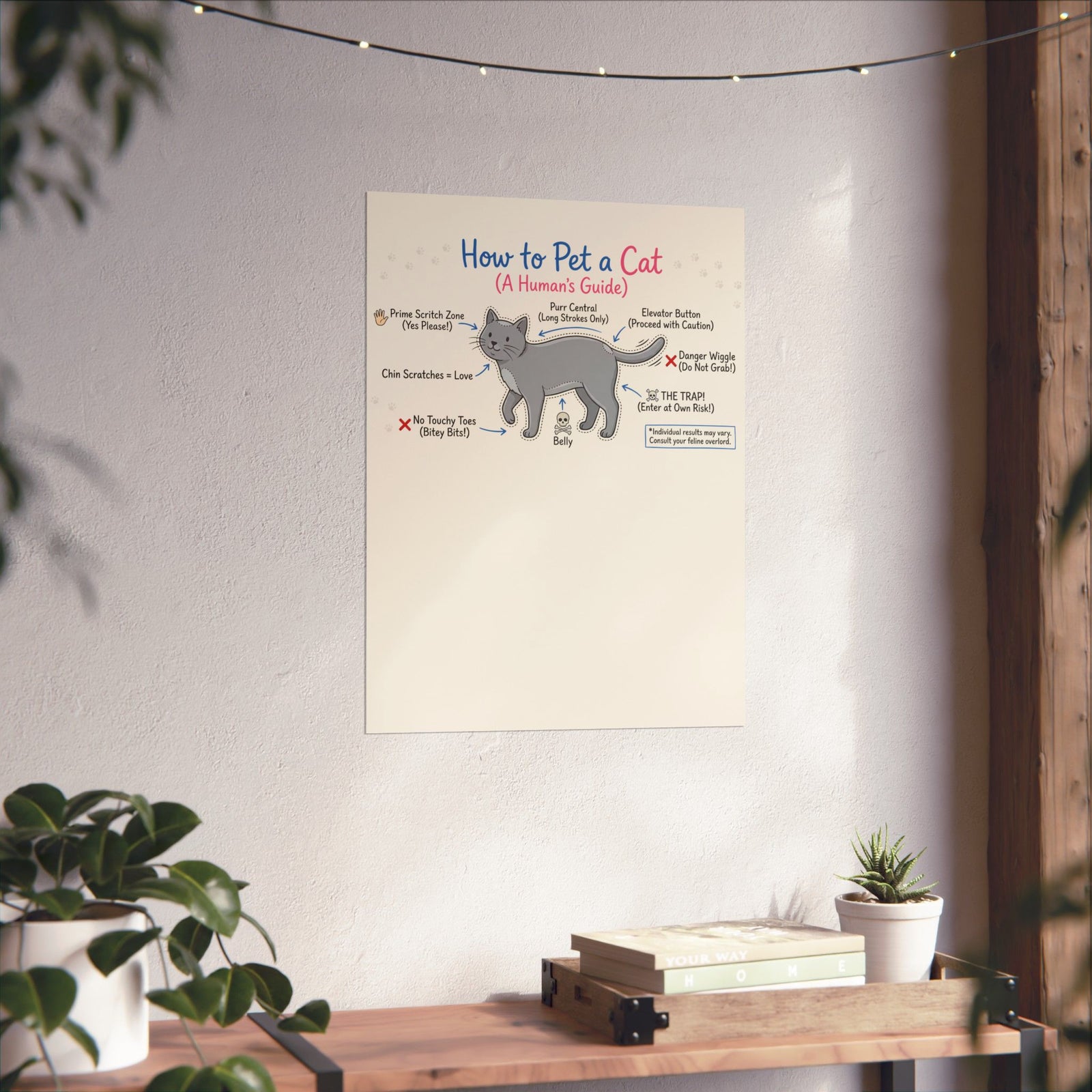How To Pet A Cat Poster — Funny Cat Care Poster for Cat Lovers