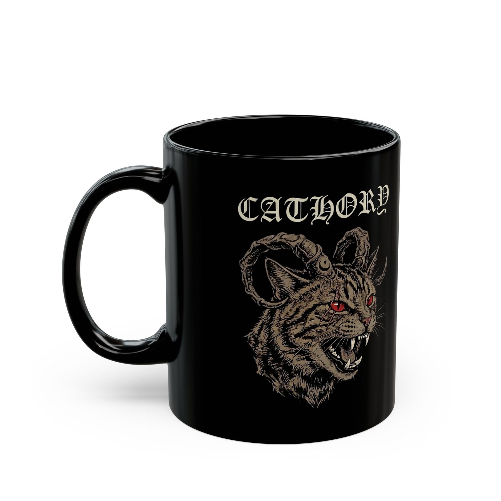 Catlord Black Mug — Gothic Cat King Graphic Mug