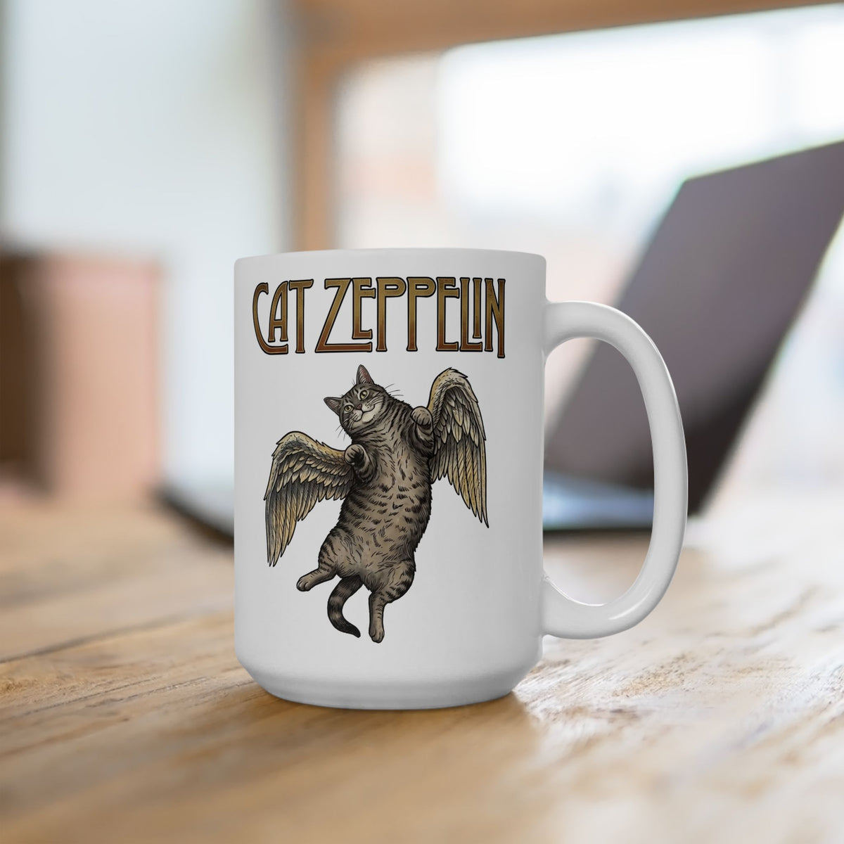 Cat-Zeppelin Ceramic Mug — Whimsical Cat Airship Design