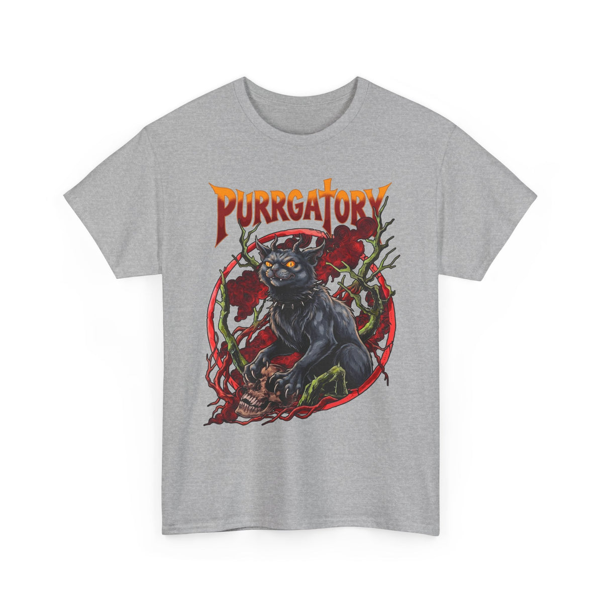 Purrgatory Demon Cat T-Shirt — Heavy Metal Occult Horned Feline Tee