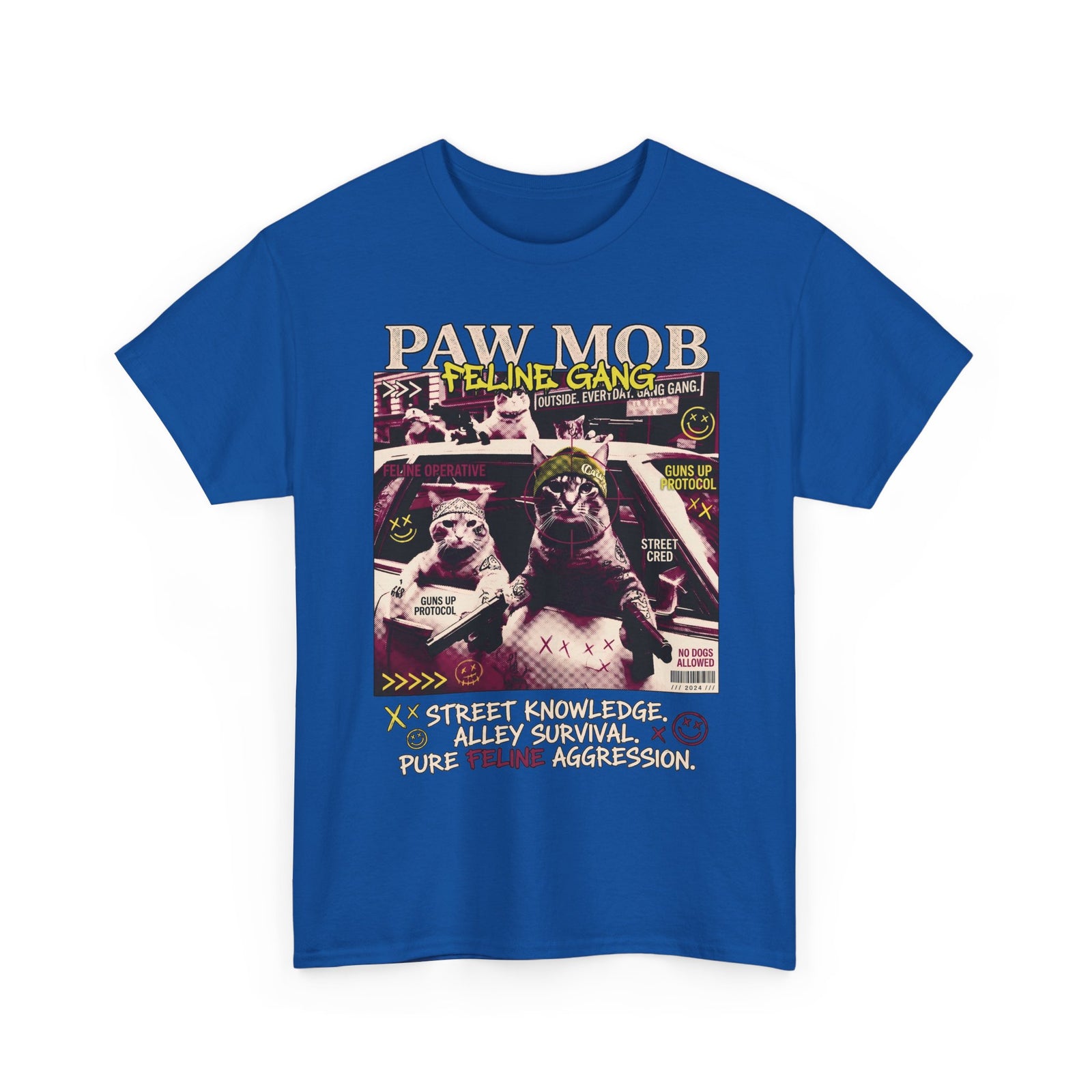 Paw Mob Feline Gang T-Shirt — Edgy Gangster Cat Streetwear Tee
