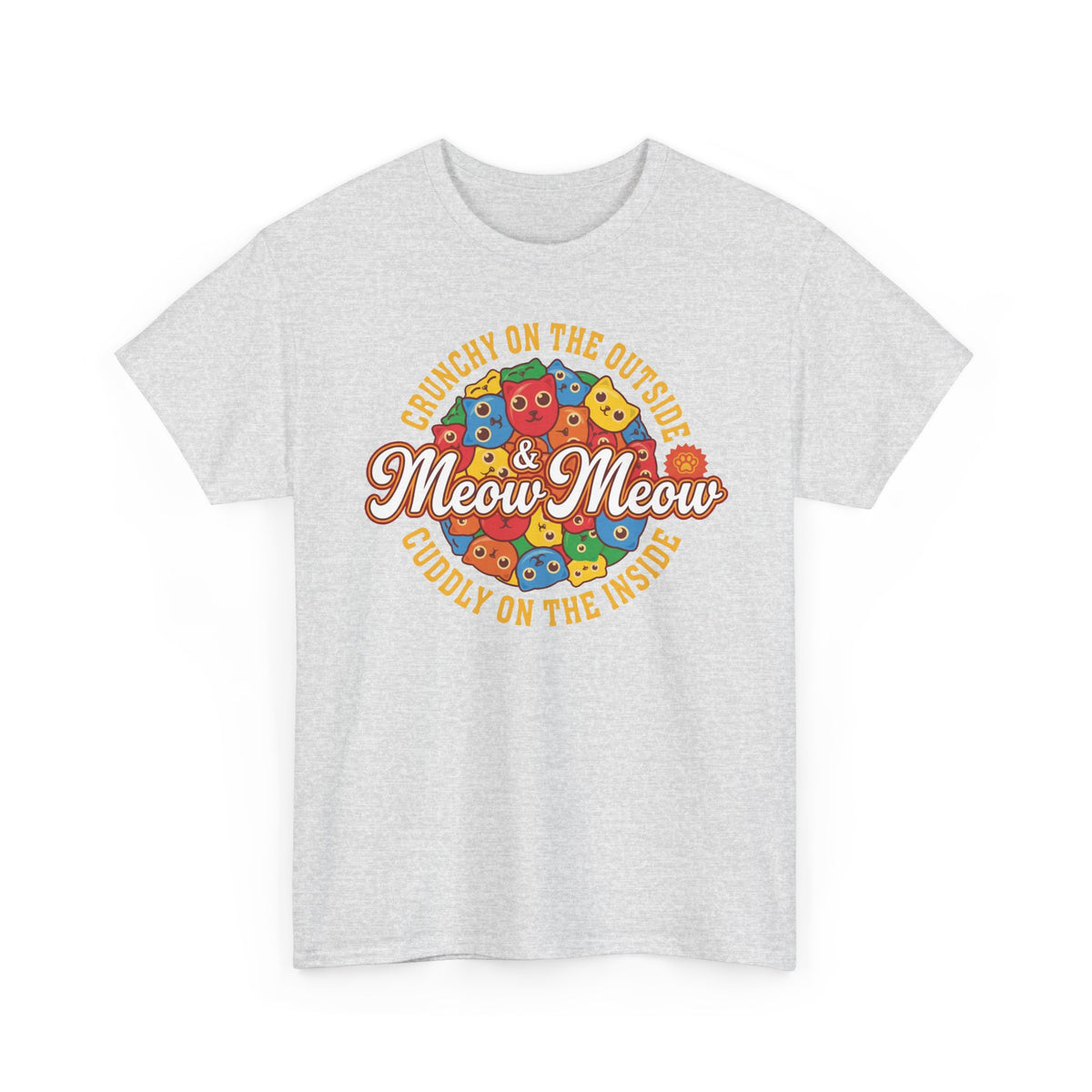 Meow Meow Cat Cereal Tee — "Crunchy on the Outside, Cuddly on the Inside"