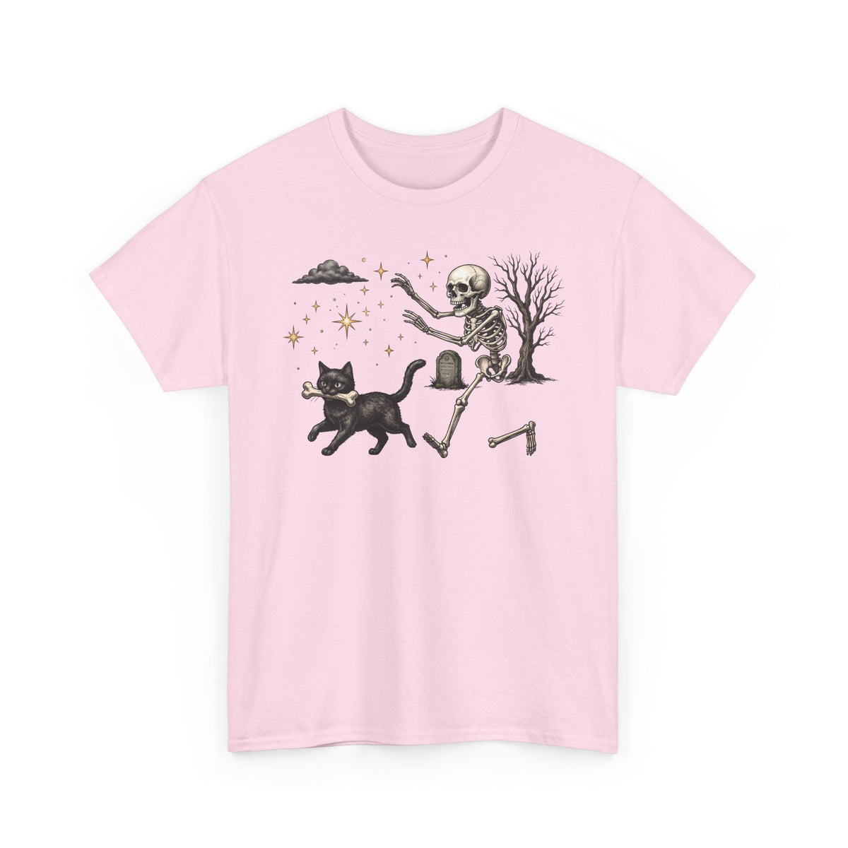 The Great Bone Robbery Black Cat Skeleton Shirt — Funny Spooky Halloween T-Shirt