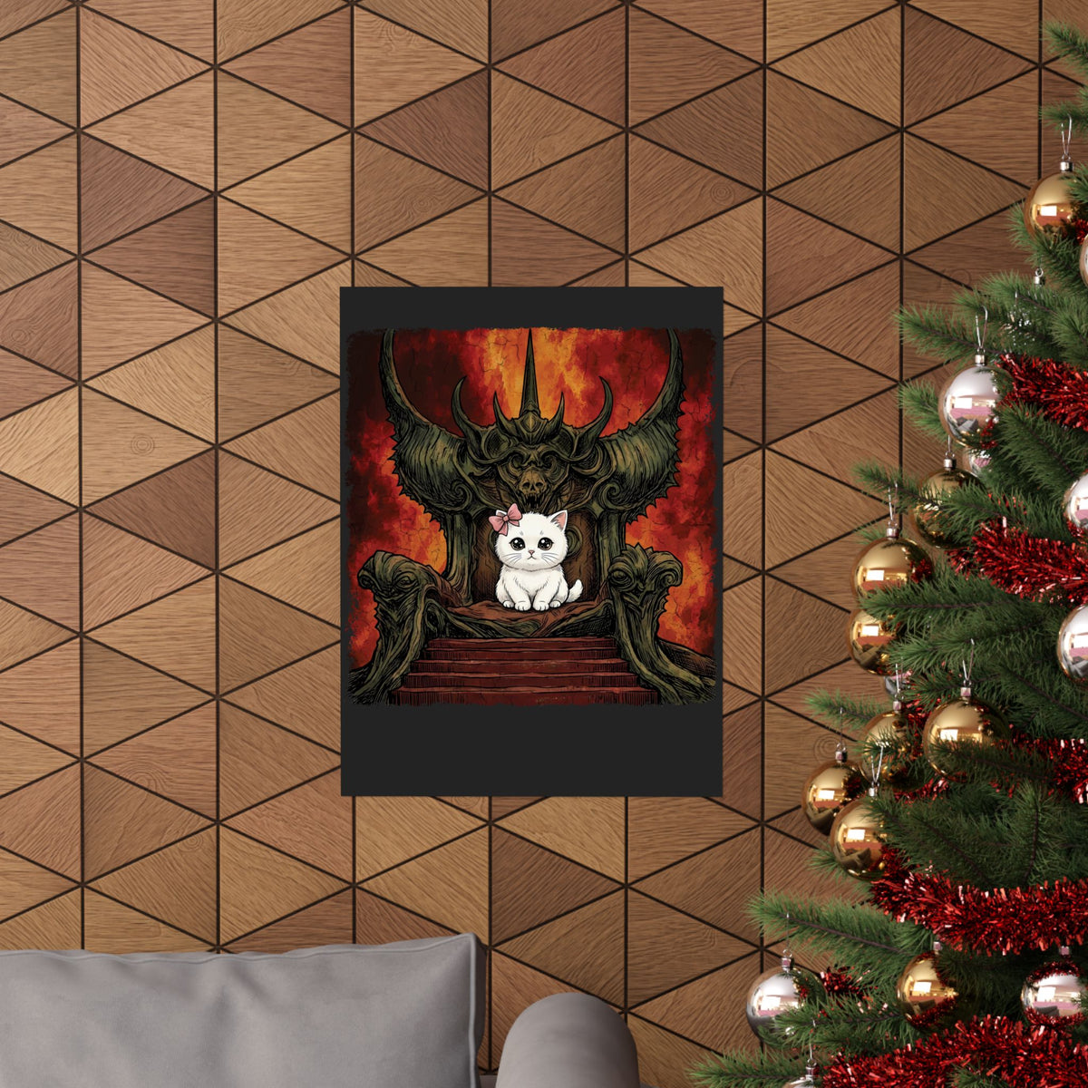 Evil Kitty Throne Kitten Poster — Cute Cat Dark Fantasy Graphic