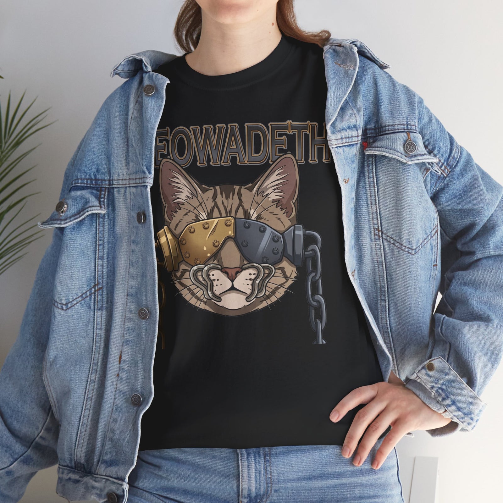 Meowadeth Cat Band Tee – Vintage Metal Cat Graphic T-Shirt