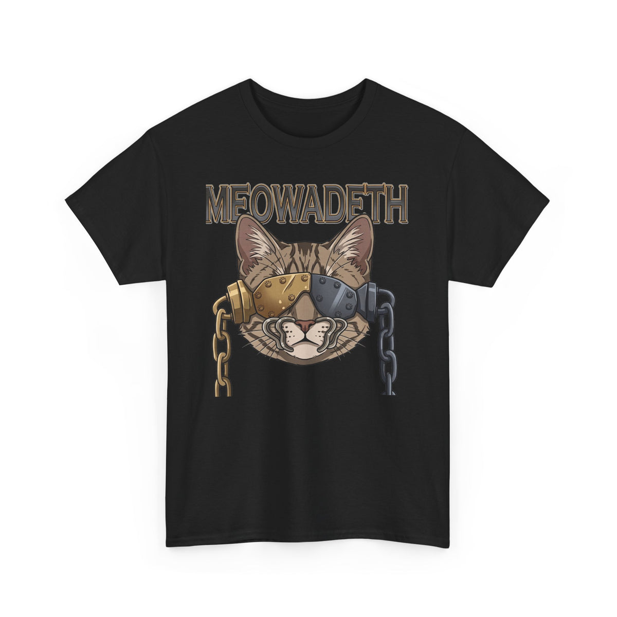 Meowadeth Cat Band Tee – Vintage Metal Cat Graphic T-Shirt