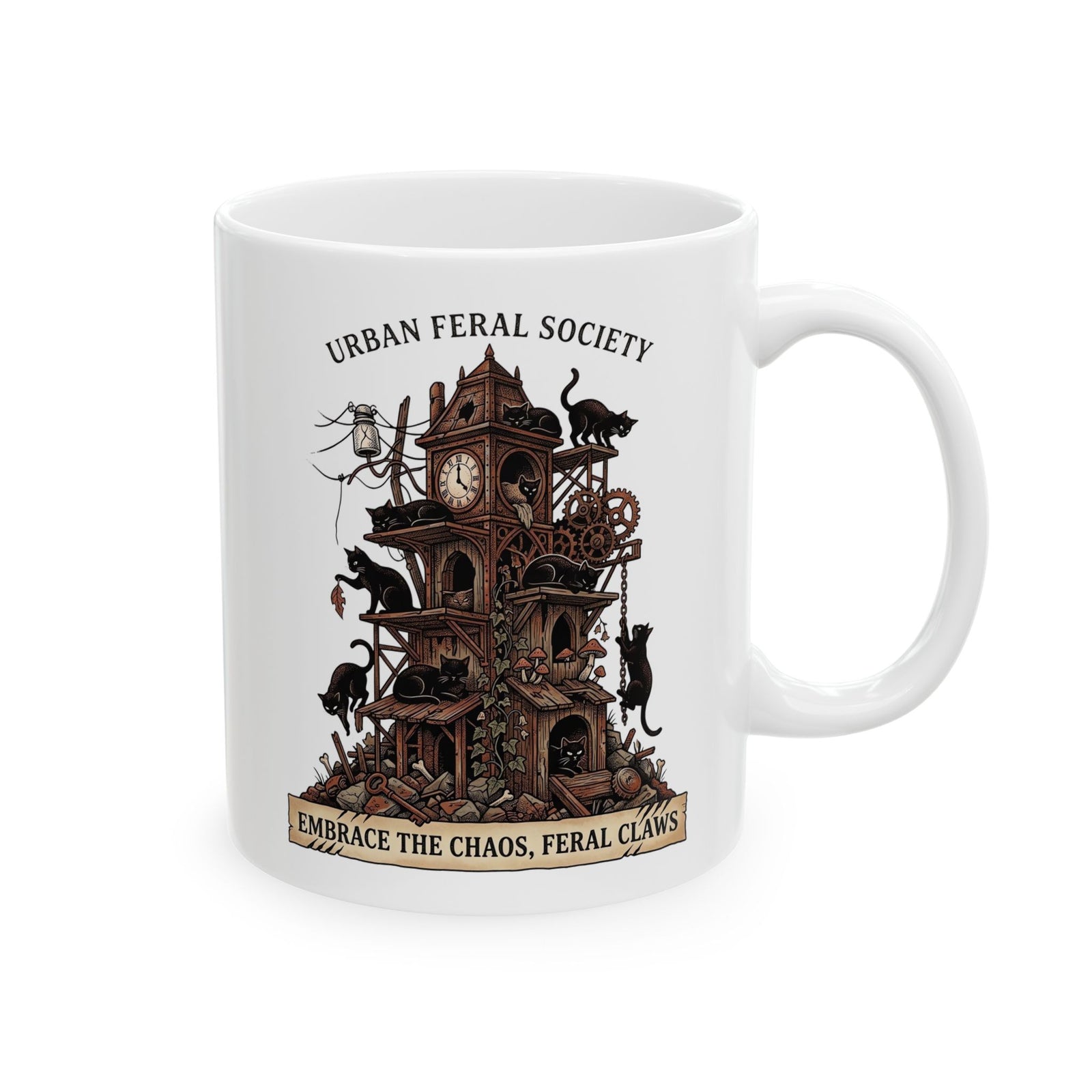 Black Cats Urban Feral Society Ceramic Mug
