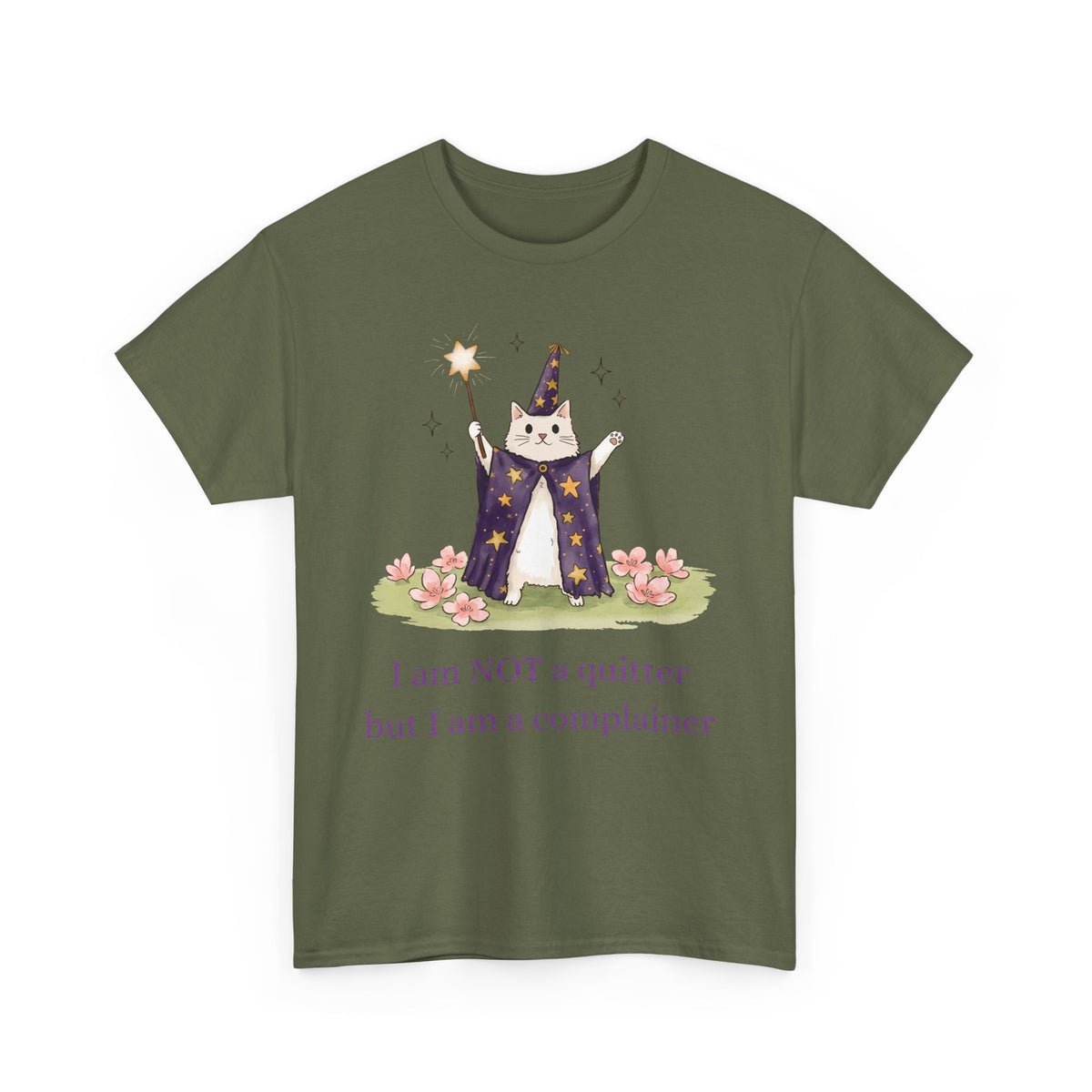 Funny Wizard Cat T-Shirt — Whimsical Magical Feline Complainer Apparel