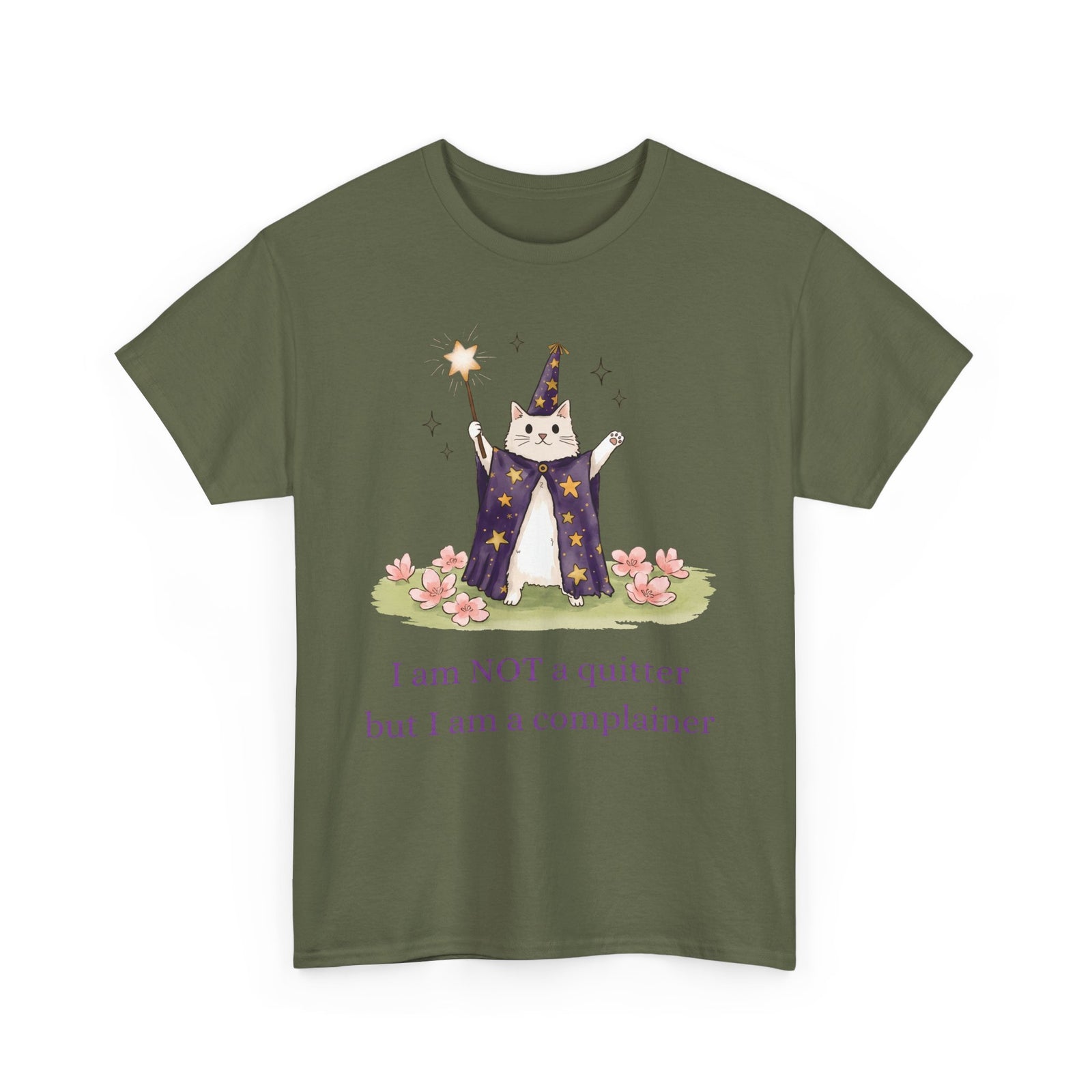 Funny Wizard Cat T-Shirt — Whimsical Magical Feline Complainer Apparel