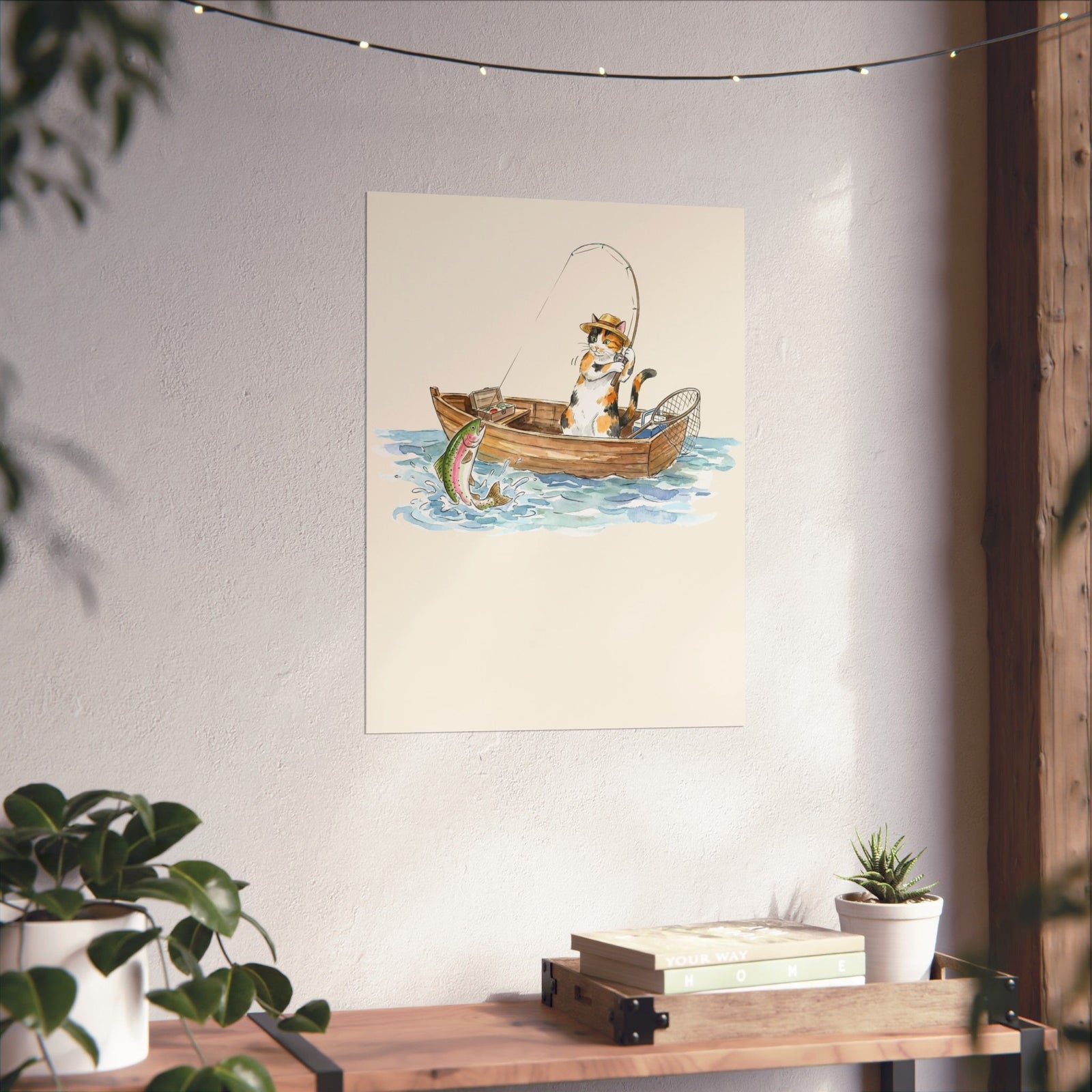 Cat Fishing Poster — Funny Fishing Cat Graphic Poster