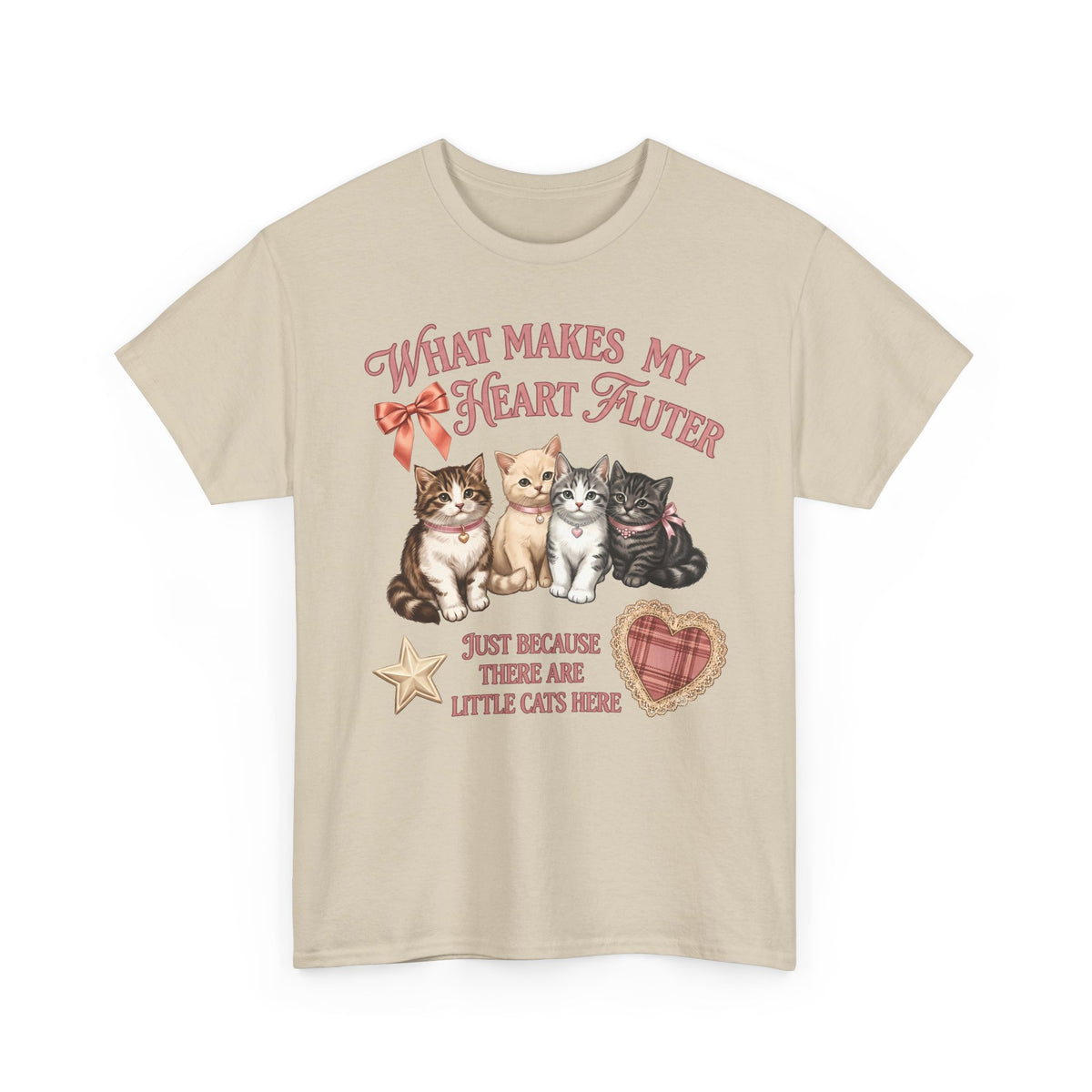 What Makes My Heart Flutter T-Shirt — Cute Coquette Kittens Tee