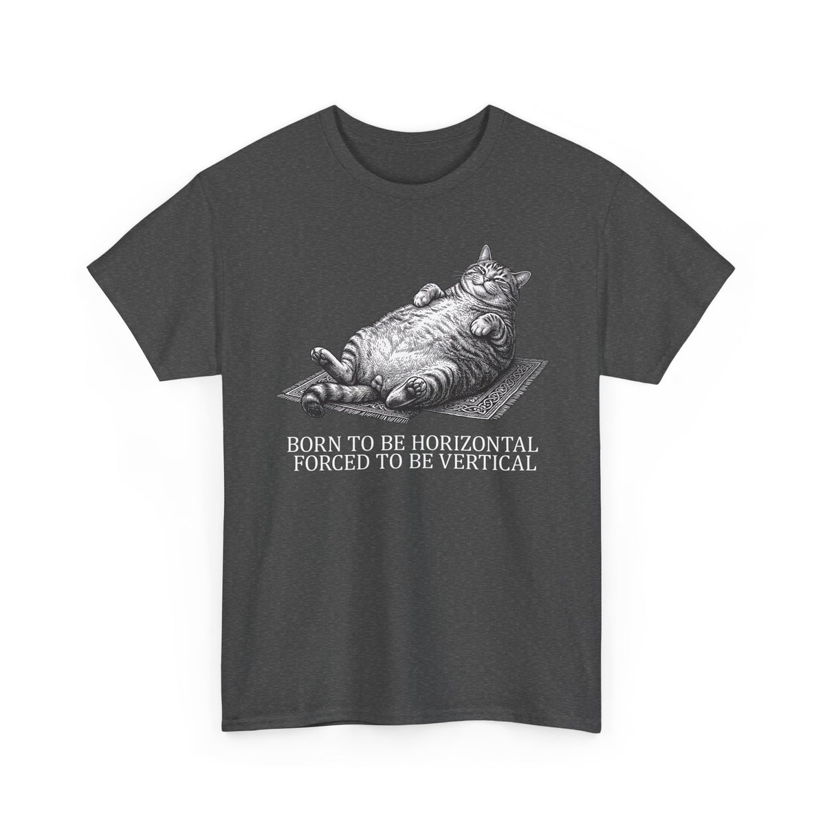 Born to Be Horizontal Fat Cat T-Shirt — Funny Lazy Cat Tee