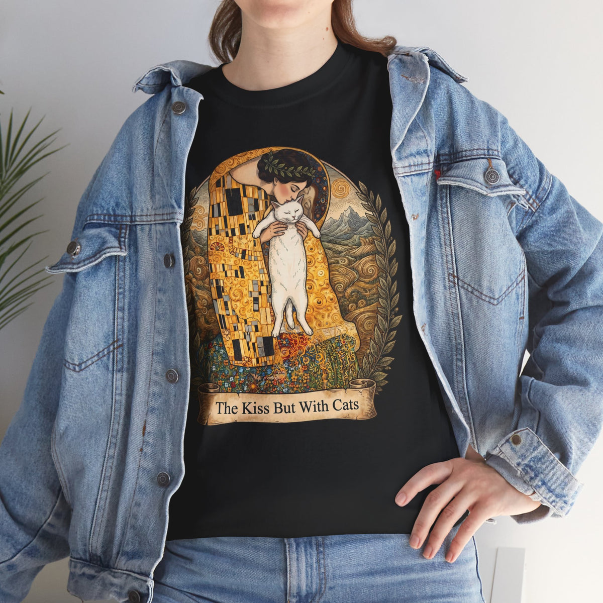 The Kiss But With Cats T-Shirt — Gustav Klimt Fine Art Parody Tee