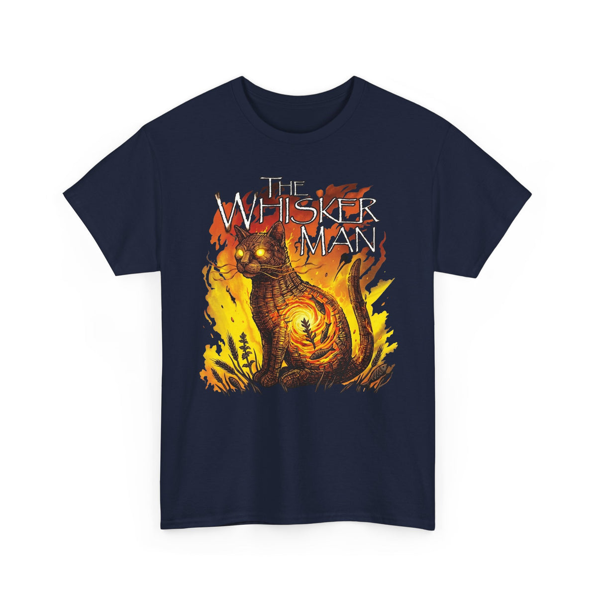 The Whisker Man Fiery Cat Horror Graphic Tee