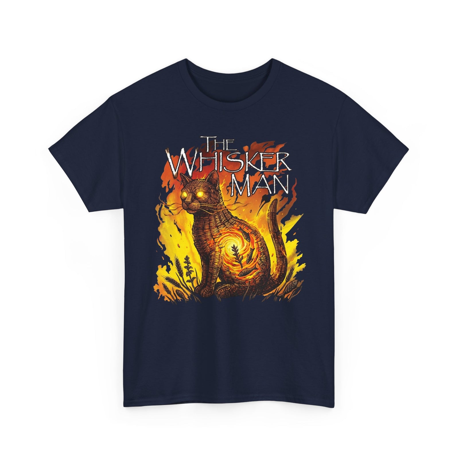 The Whisker Man Fiery Cat Horror Graphic Tee