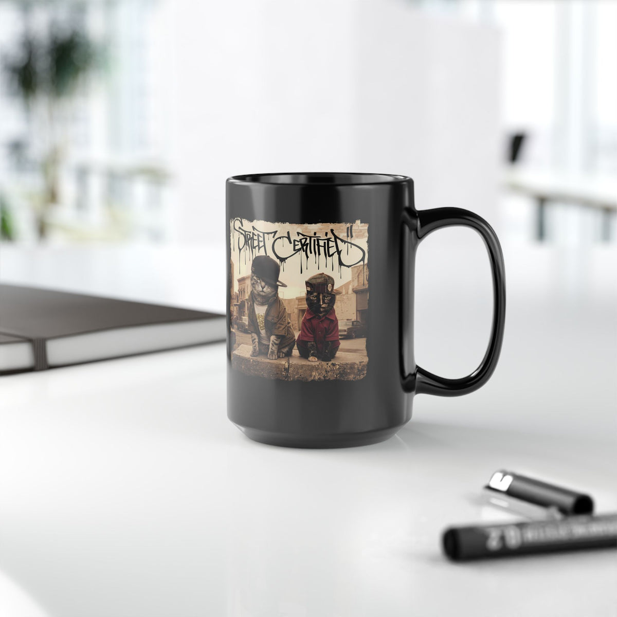Funny Streetwear Cats "Street Certified" Retro Graphic Mug