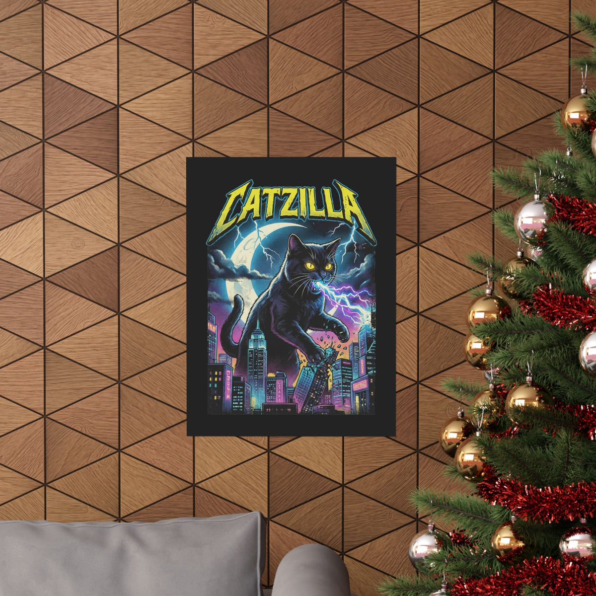 Cat Attack Poster — Funny Graphic Cat Poster