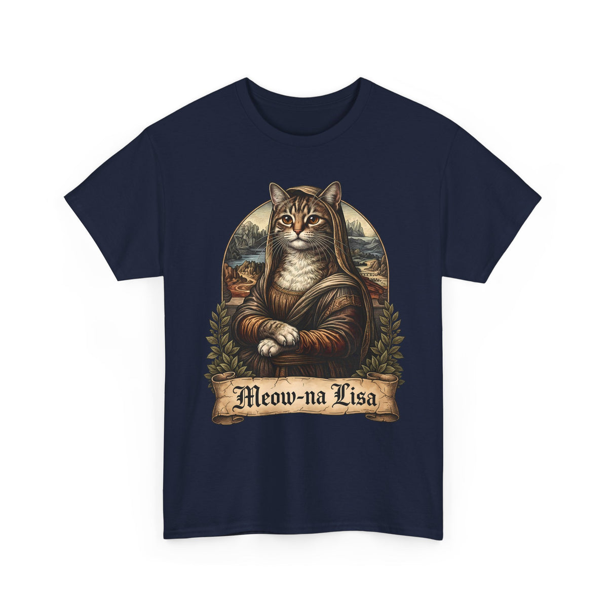 Meow-na Lisa T-Shirt — Funny Mona Lisa Cat Art Parody Tee