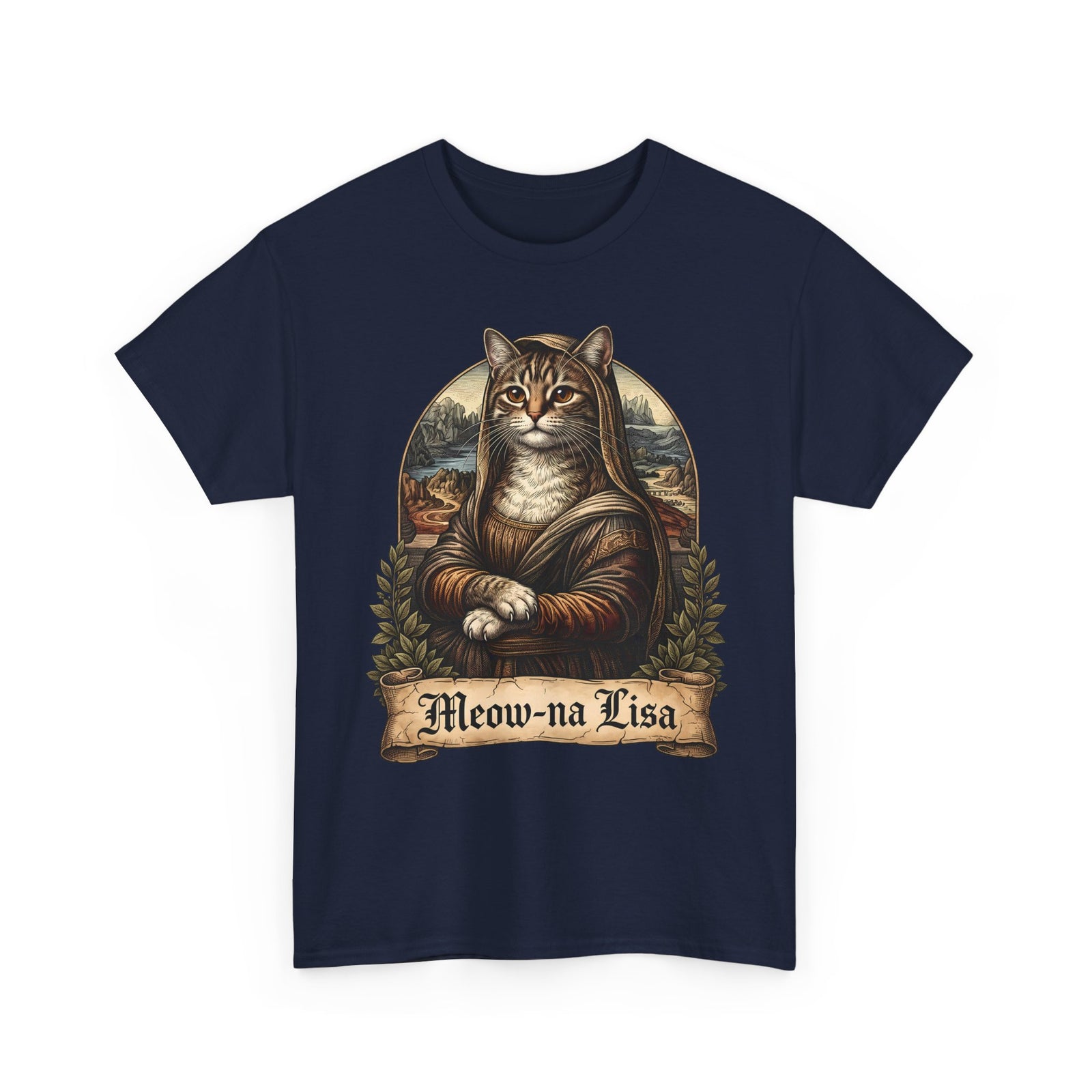 Meow-na Lisa T-Shirt — Funny Mona Lisa Cat Art Parody Tee