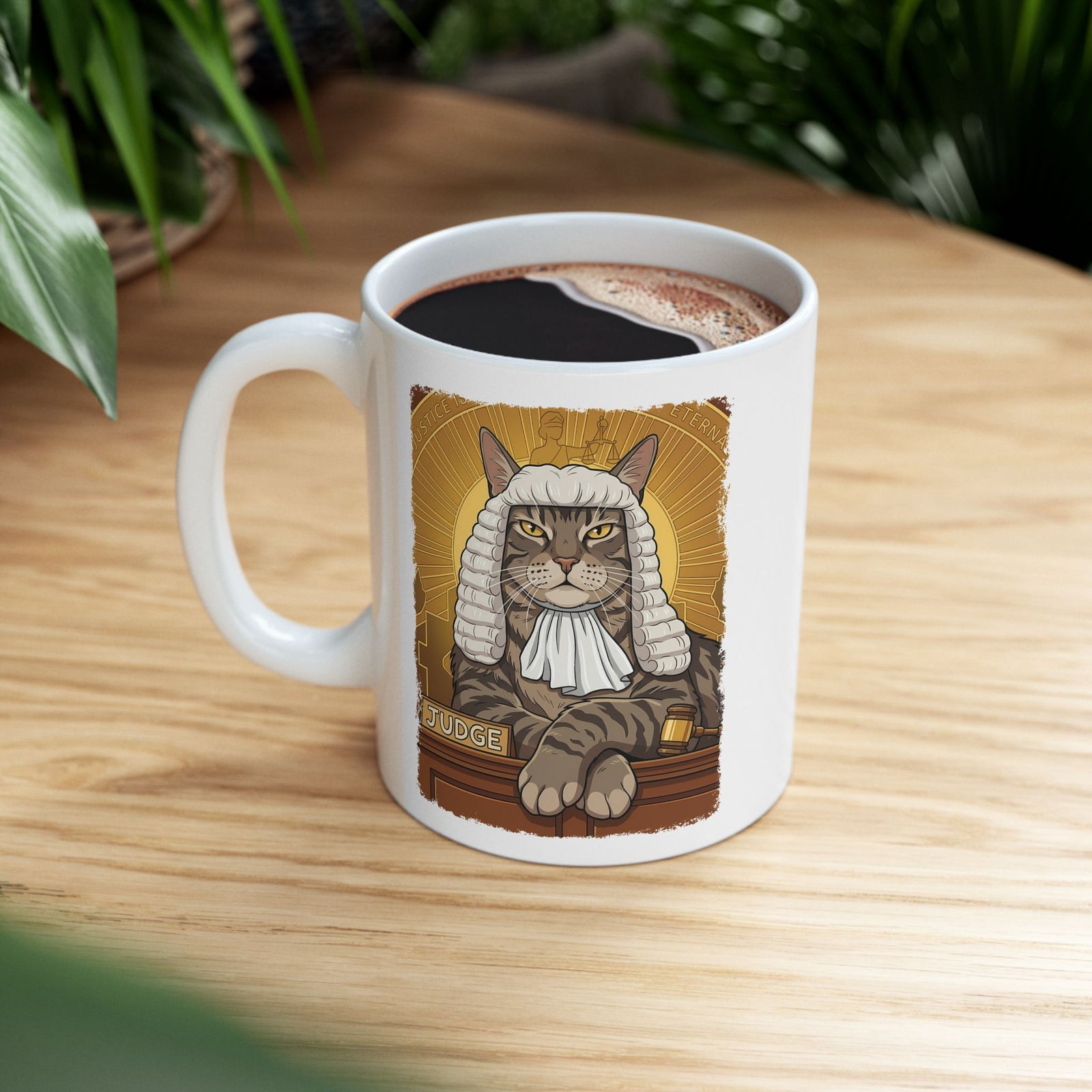 Cat Judge Ceramic Mug  Funny Cat Lawyer / Judge Graphic Mug