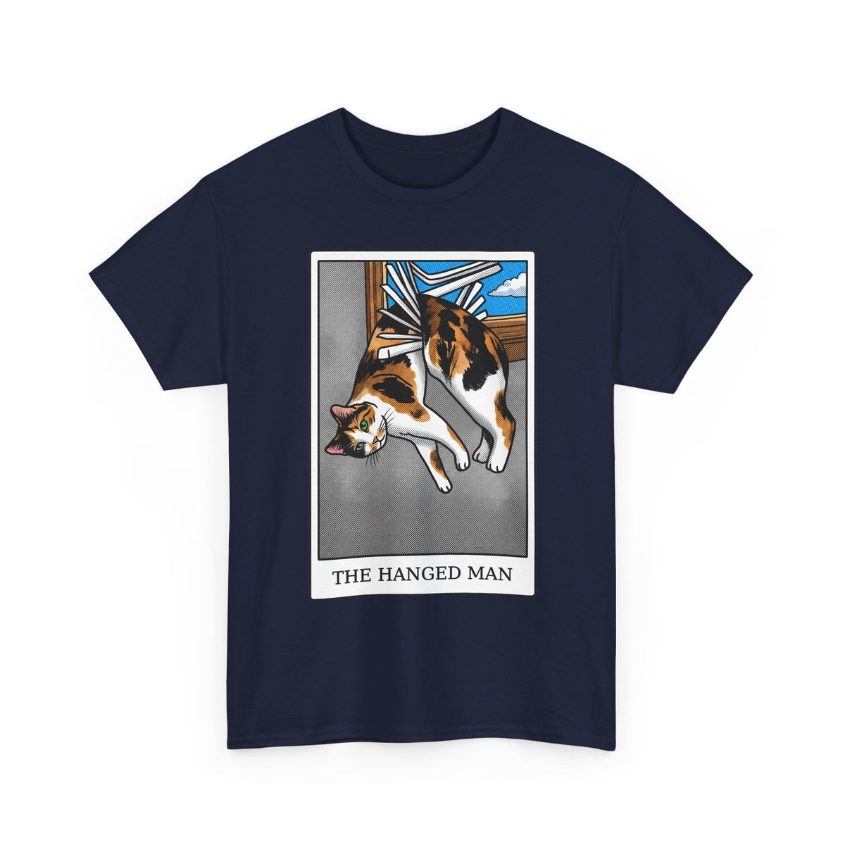 The Hanged Man Calico Cat Tarot Shirt — Funny Window Blinds T-Shirt