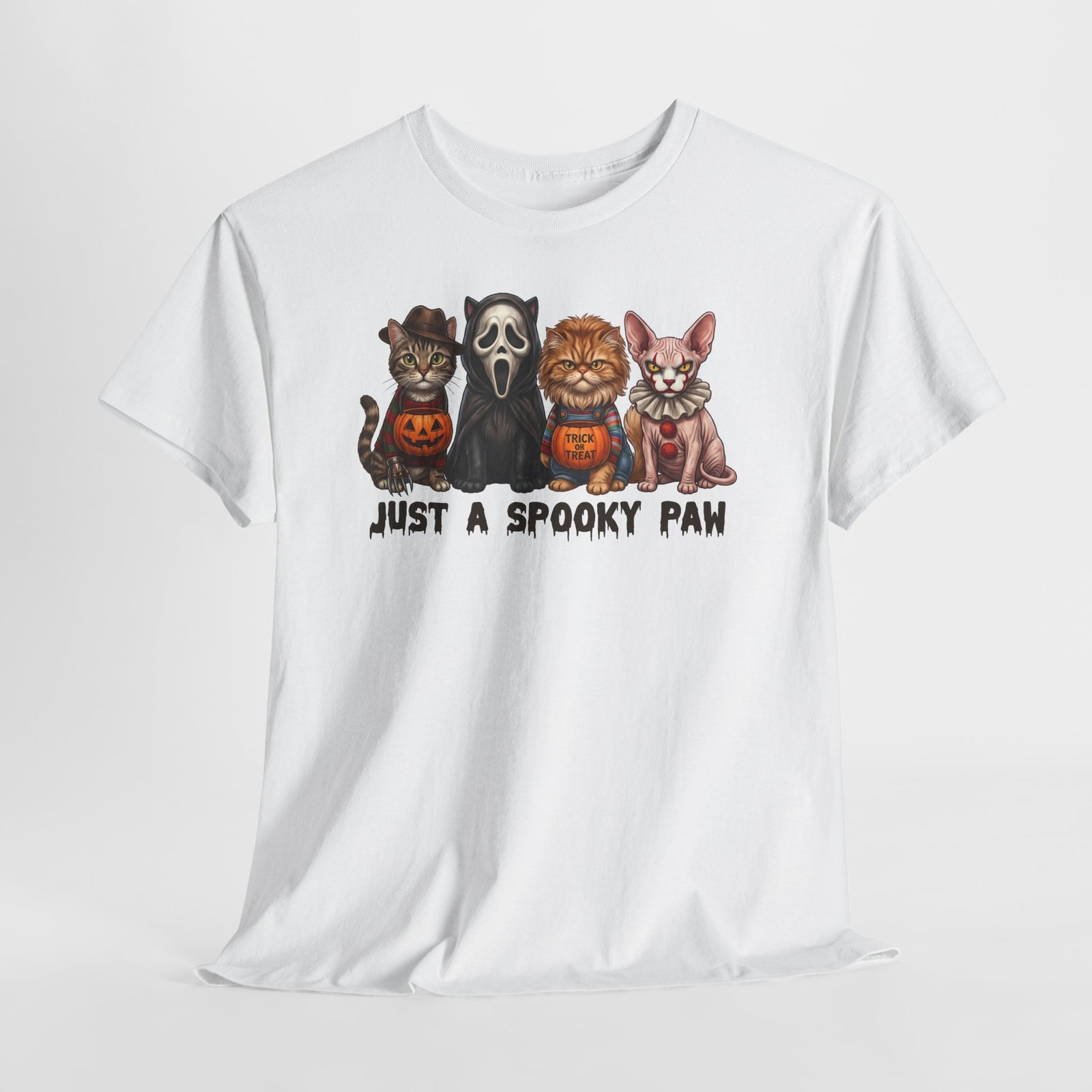 Just A Spooky Paw T-Shirt — Horror Movie Icons Cat Halloween Tee