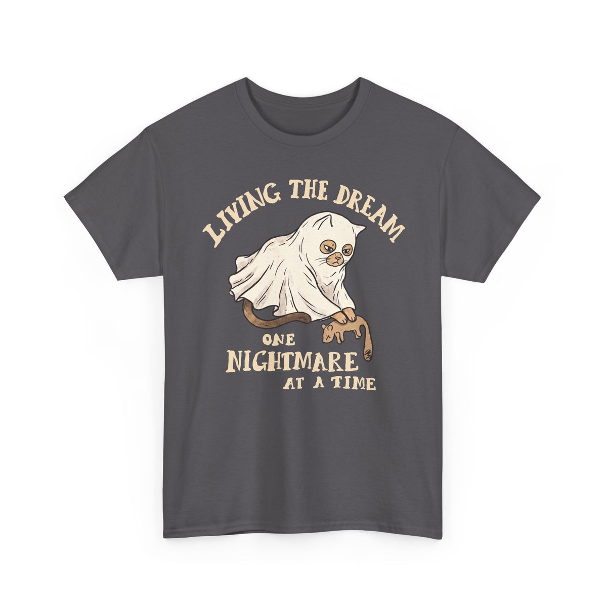 Living The Dream One Nightmare At A Time Ghost Cat — Sarcastic Halloween Art