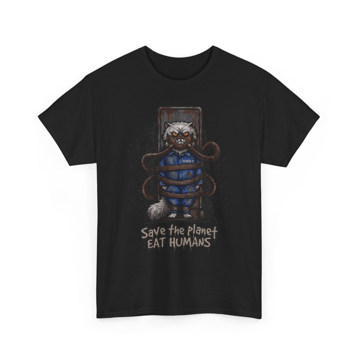 Save The Planet Eat Humans Cat T-Shirt — Horror Movie Parody Tee