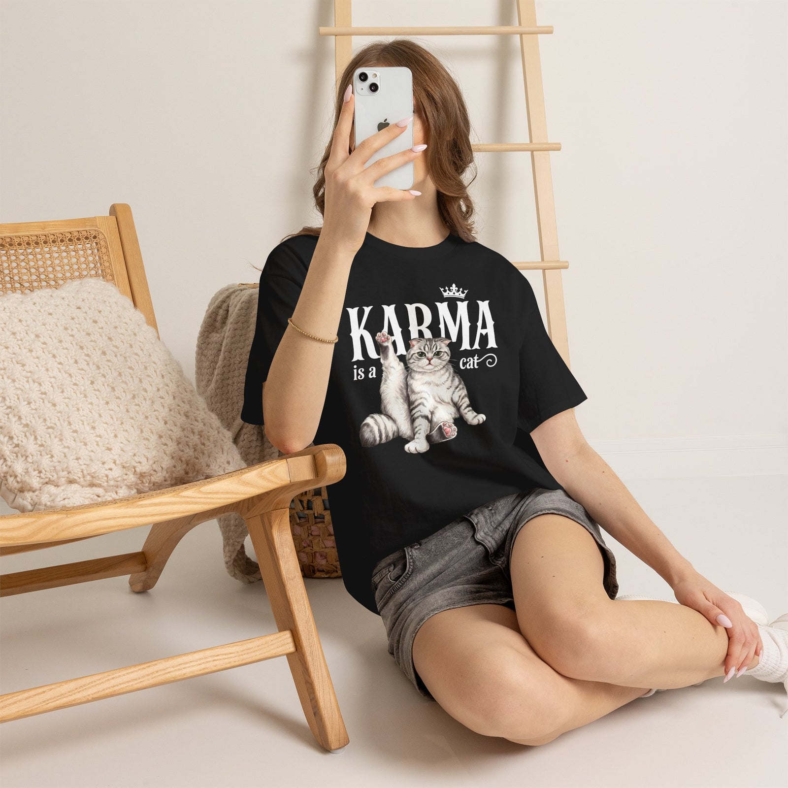 "Karma is a Cat" Funny Sassy Feline T-Shirt