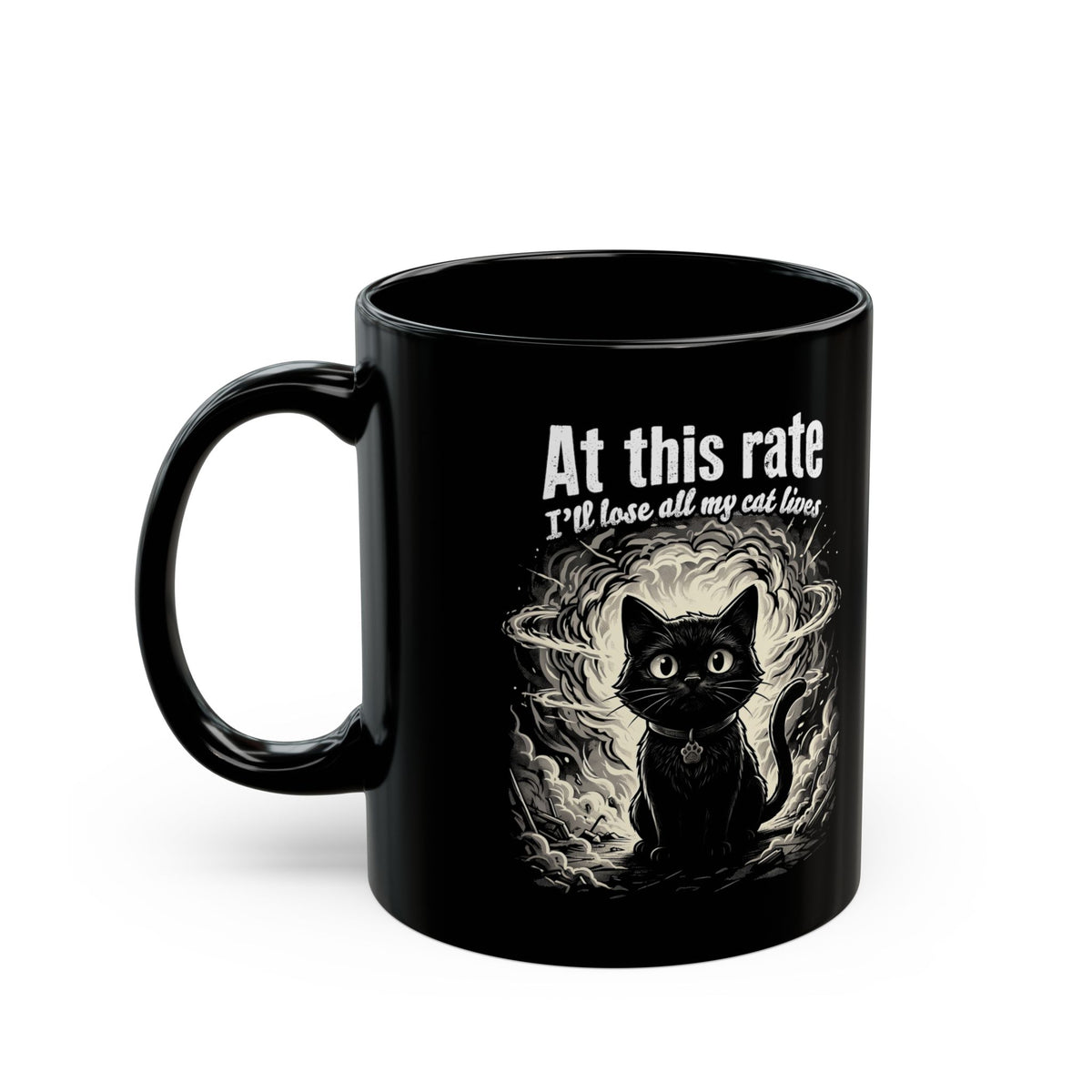 Apocalypse Cat Black Mug Post-Apocalyptic Cat Graphic Mug