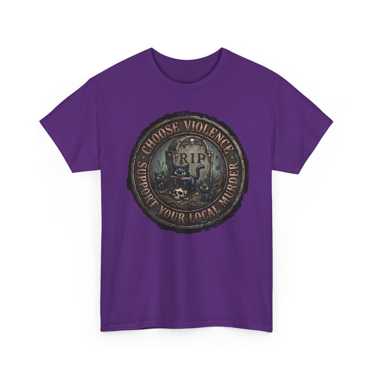 Choose Violence Support Your Local Murder Shirt — Gothic Knife Black Cat T-Shirt