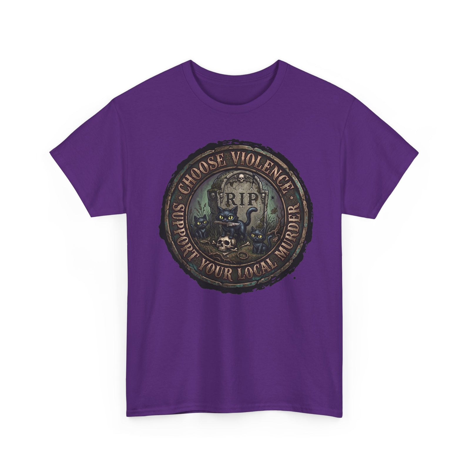Choose Violence Support Your Local Murder Shirt — Gothic Knife Black Cat T-Shirt
