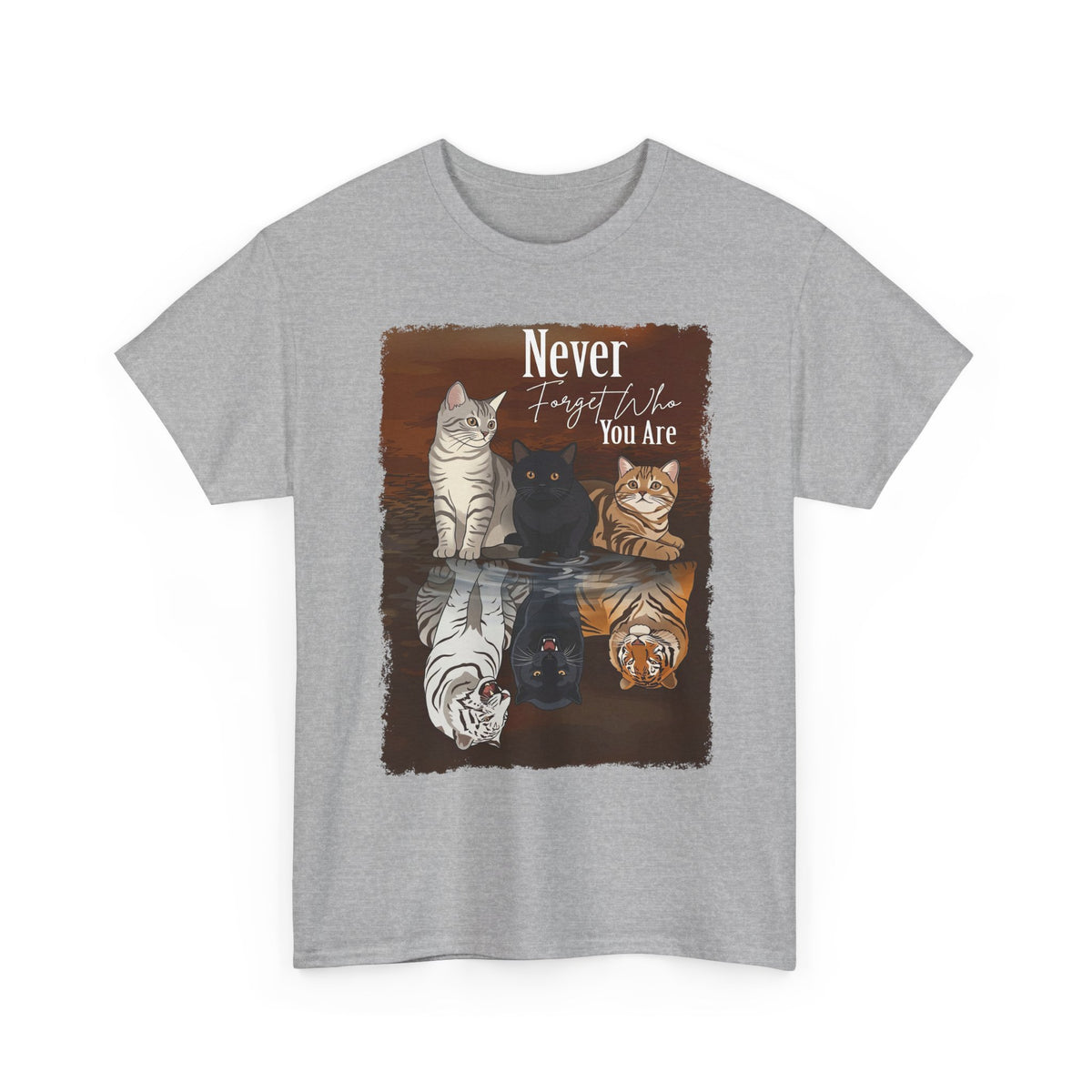 Cat T-Shirt "Never Forget Who You Are" — Reflective Trio Cat Design