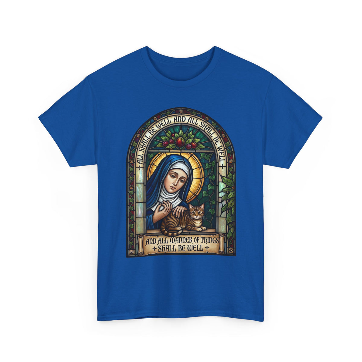 Stained Glass Saint Teresa T-Shirt – “And Full Knowledge of Things, I Shall Be Quiet”