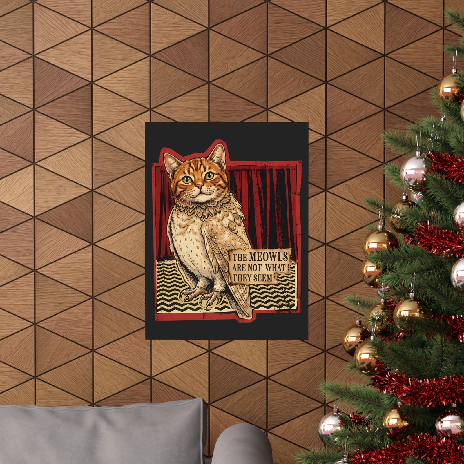 Meowls Are Not What They Seem Poster — Mysterious Cat Quote Poster
