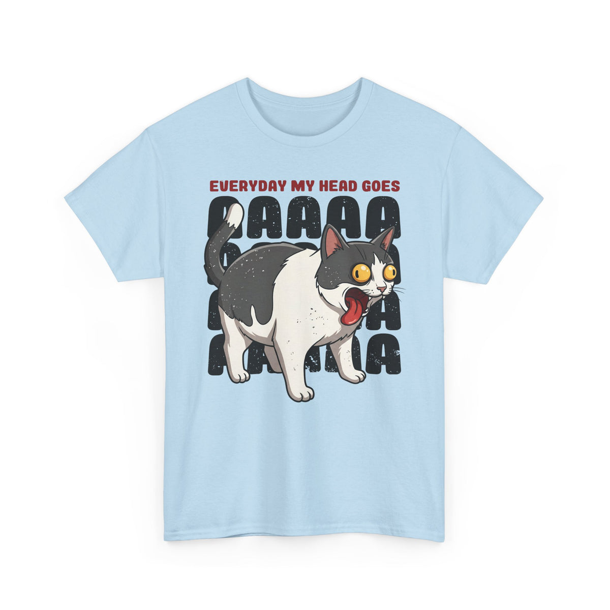 Everyday My Head Goes AAAAA T-Shirt — Funny Screaming Tuxedo Cat Tee