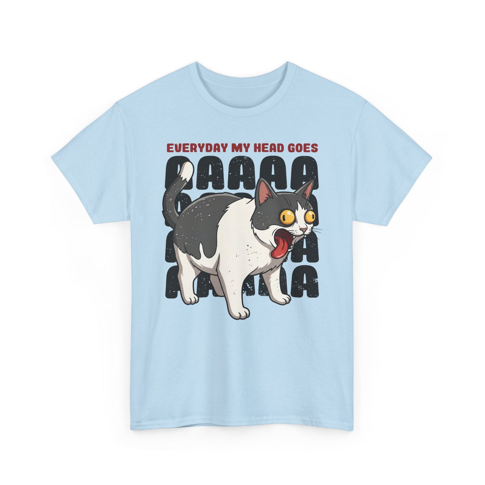 Everyday My Head Goes AAAAA T-Shirt — Funny Screaming Tuxedo Cat Tee