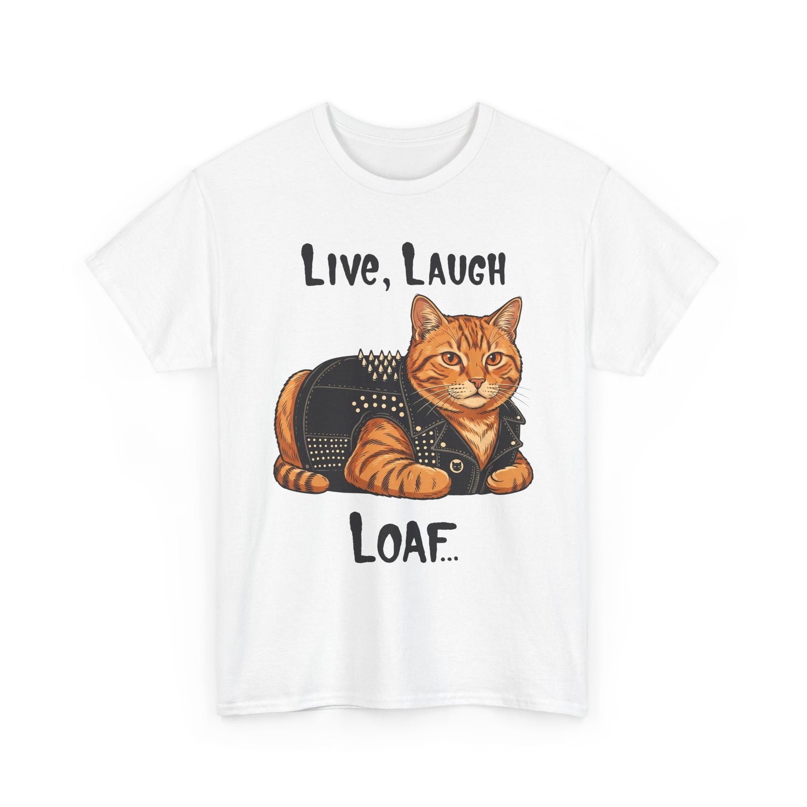 "Live, Laugh, Loaf" Punk Rock Orange Cat T-Shirt