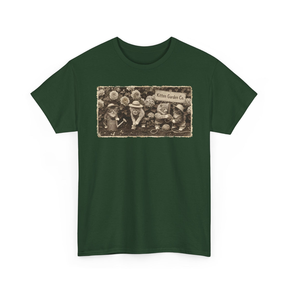 Vintage Kittens in the Garden T-Shirt — Cute Floral Cat Tee