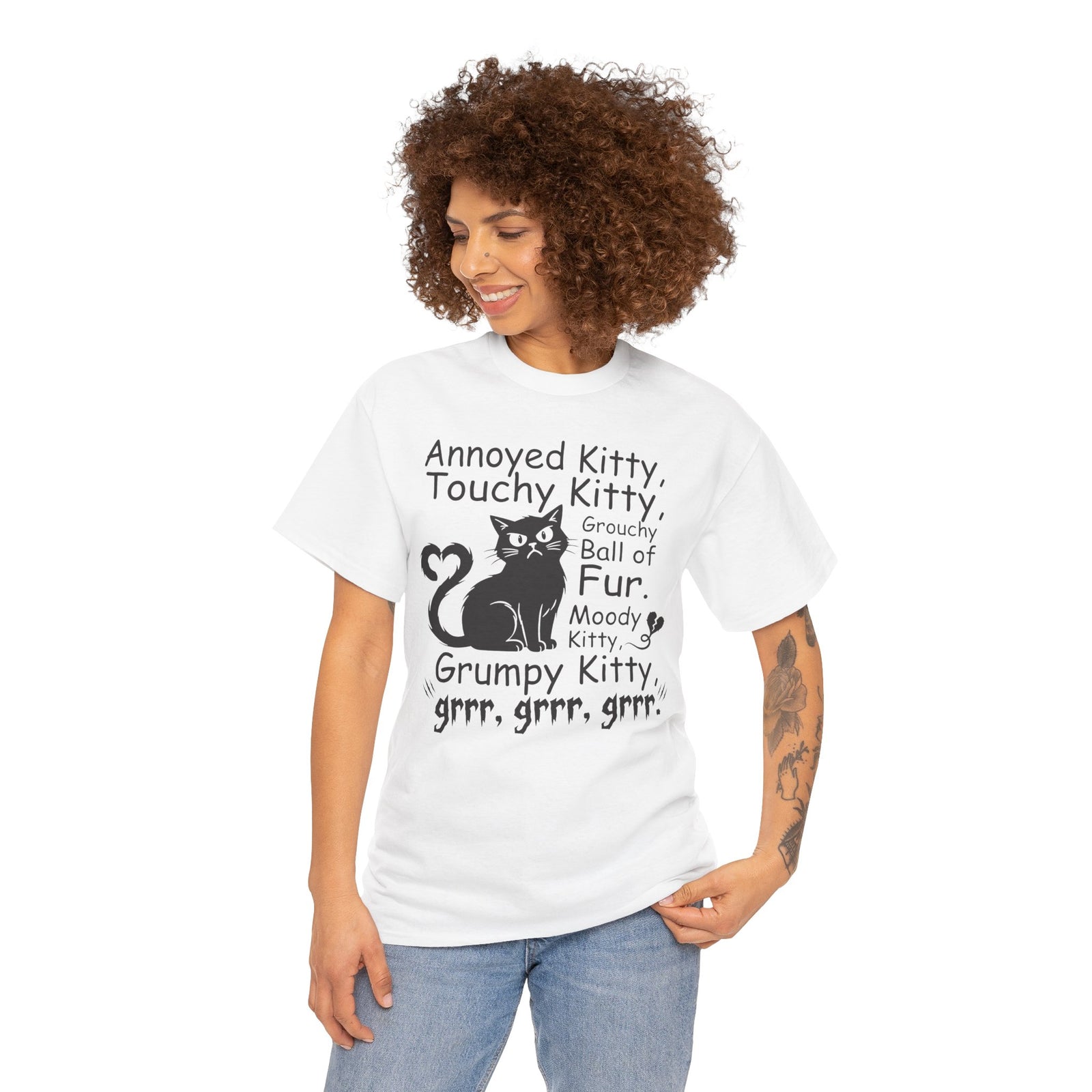 Grouchy Ball of Fur T-Shirt — Annoyed Kitty, Touchy Kitty Graphic Tee