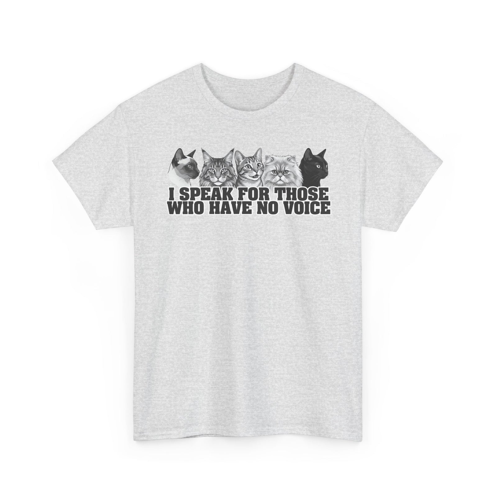 Cat Lover T-Shirt — "I Speak for Those Who Have No Voice" Animal Rescue Tee