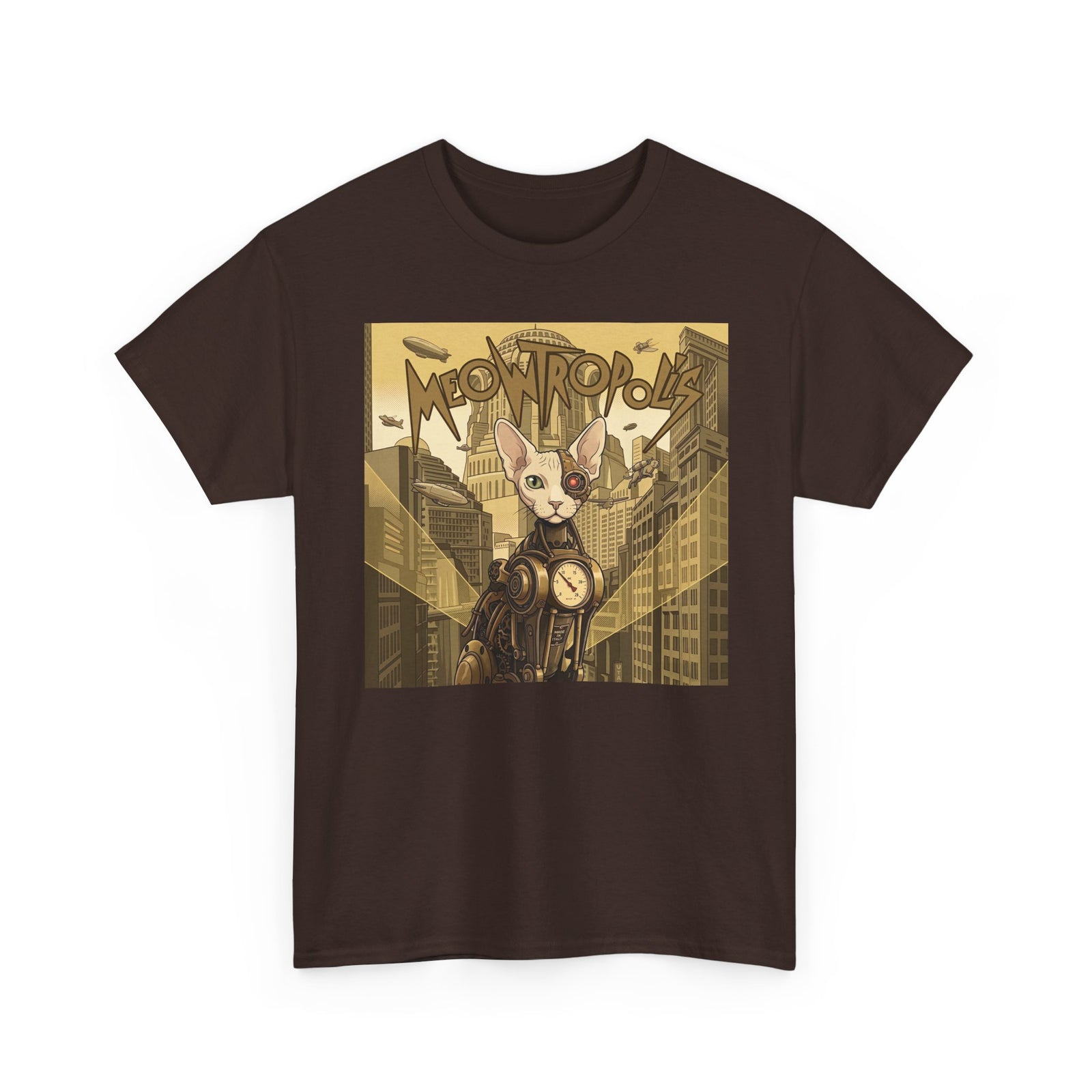 Meowtropolis Sci‑Fi Cat T-Shirt — Futuristic Cat Graphic Tee