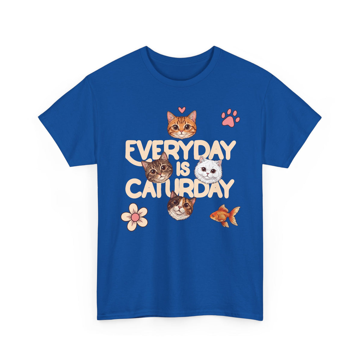 Everyday Is Caturday T-Shirt — Cute Whimsical Four Cats Graphic Tee